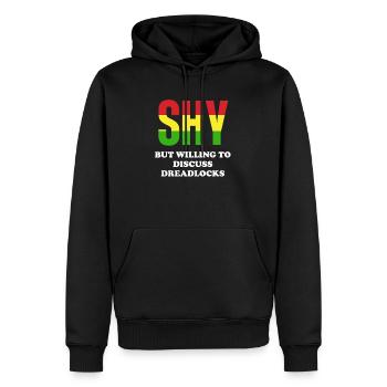 Schüchtern, Aber Bereit, Über Dreadlocks Zu - Männer Premium Bio Hoodie - Schwarz - Vorne - Nico (187cm)