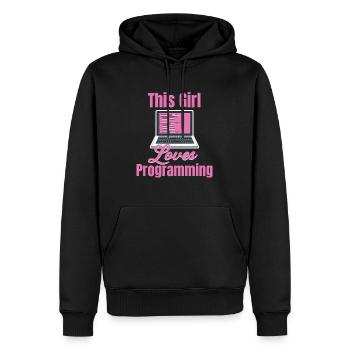 This girl loves to - Men’s Premium Organic Hoodie - black - Front - Nico (187cm)