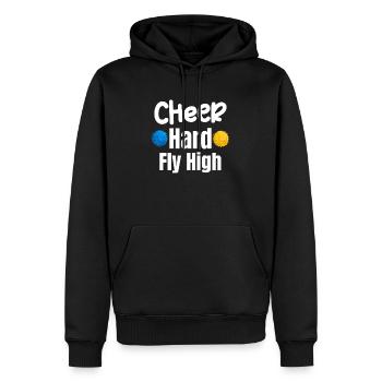 Cheer Hard Fly High Drôle Flyer Football Backspot - Sweat à capuche Premium bio Homme - noir - Devant - Nico (187cm)
