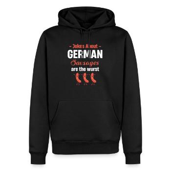 Les blagues sur les saucisses allemandes sont la saucisse - Sweat à capuche Premium bio Homme - noir - Devant - Nico (187cm)