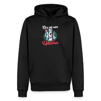 Weihnachten Einhorn Einhorn mit Weihnachtsdeko - Männer Premium Bio Hoodie - Schwarz - Vorne - Nico (187cm)