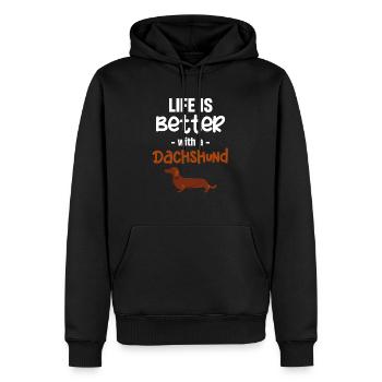 La vie est plus belle avec un - Sweat à capuche Premium bio Homme - noir - Devant - Nico (187cm)