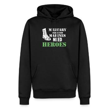 militaire, parce que même les héros de la marine - Sweat à capuche Premium bio Homme - noir - Devant - Nico (187cm)