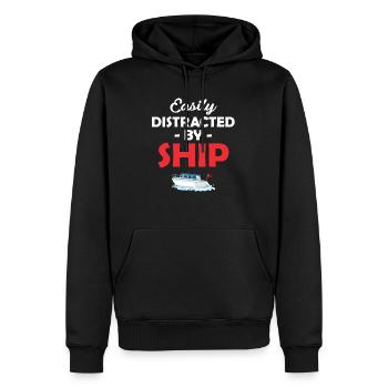 Facilement distrait par le navire drôle - Sweat à capuche Premium bio Homme - noir - Devant - Nico (187cm)