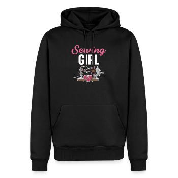 Sewing Girl Funny Seamstress Quilter Dressmaking - Men’s Premium Organic Hoodie - black - Front - Nico (187cm)