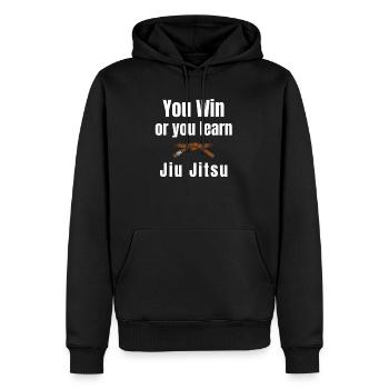 Vous gagnez ou vous apprenez le Jiujitsu, le Judo, - Sweat à capuche Premium bio Homme - noir - Devant - Nico (187cm)
