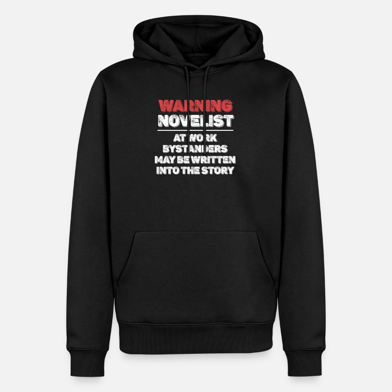 Avertissement romancier au travail romancier - Sweat à capuche Premium bio Homme - noir