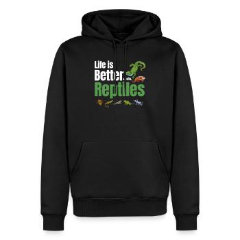 Das Leben Ist Besser Mit Reptilien, Herpetologen, - Männer Premium Bio Hoodie - Schwarz - Vorne - Nico (187cm)