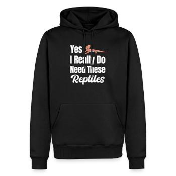 Ja, Ich Brauche Wirklich Diese Reptilien, - Männer Premium Bio Hoodie - Schwarz - Vorne - Nico (187cm)