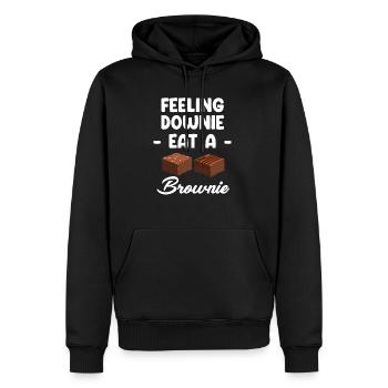 Feeling Downie mange un biscuit Brownies - Sweat à capuche Premium bio Homme - noir - Devant - Nico (187cm)