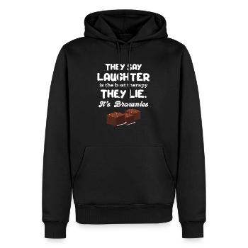 On dit que le rire est la meilleure thérapie Brownies - Sweat à capuche Premium bio Homme - noir - Devant - Nico (187cm)