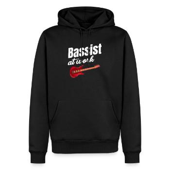 Bassiste au travail, drôle de guitariste - Sweat à capuche Premium bio Homme - noir - Devant - Nico (187cm)