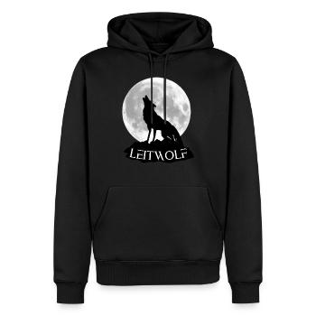 Wolf Vollmond Leitwolf für Ihn Geschenkidee - Männer Premium Bio Hoodie - Schwarz - Vorne - Nico (187cm)