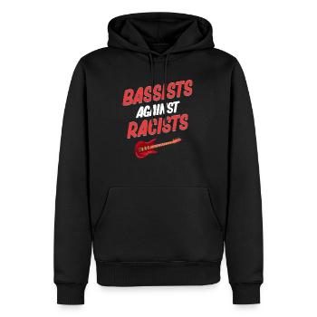 Bassisten Gegen Rassisten Lustiger Gitarrist - Männer Premium Bio Hoodie - Schwarz - Vorne - Nico (187cm)