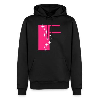 Letter F Glitter - Men’s Premium Organic Hoodie - black - Front - Nico (187cm)
