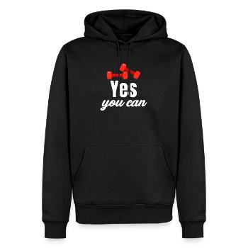 Yes You Can Fitness-enthusiasten, Motivierendes - Männer Premium Bio Hoodie - Schwarz - Vorne - Nico (187cm)