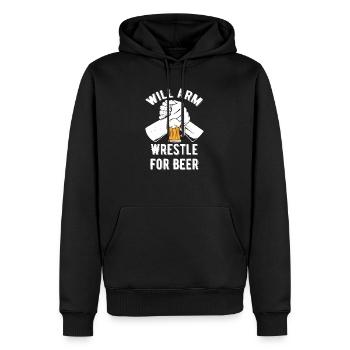 Wil Bras de fer pour le concours de bataille de tournoi de bière - Sweat à capuche Premium bio Homme - noir - Devant - Nico (187cm)