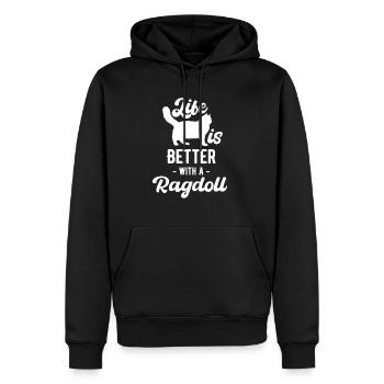 La vie est meilleure avec une maman Ragdoll - Sweat à capuche Premium bio Homme - noir - Devant - Nico (187cm)