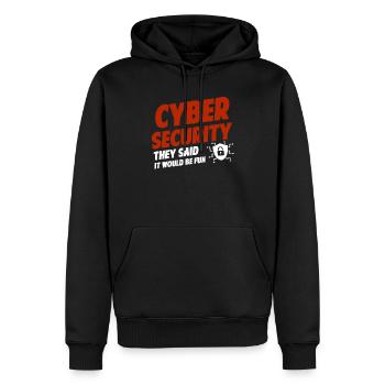 Cybersecurity: You said it would be fun - Men’s Premium Organic Hoodie - black - Front - Nico (187cm)