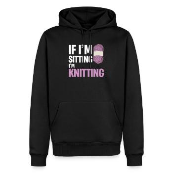 Wenn Ich Sitze, Stricke Ich, Häkele, Schneide, - Männer Premium Bio Hoodie - Schwarz - Vorne - Nico (187cm)
