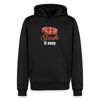Steak It Easy Puns Faux-filet fumé au barbecue - Sweat à capuche Premium bio Homme - noir - Devant - Nico (187cm)