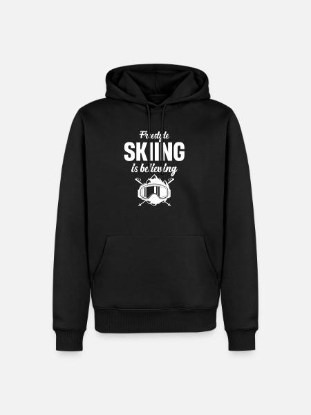 Freestyle skiing believes in - Men’s Premium Organic Hoodie - black