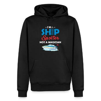 I'm a ship watcher, not a magician, - Men’s Premium Organic Hoodie - black - Front - Nico (187cm)