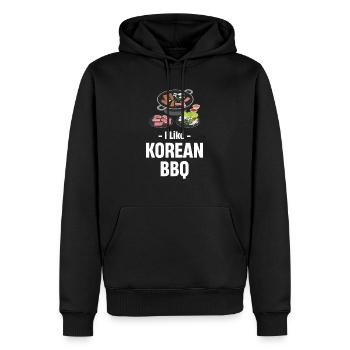 J’aime les amateurs de barbecue coréen Barbecue Hangul - Sweat à capuche Premium bio Homme - noir - Devant - Nico (187cm)