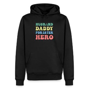 Mari, Papa, Forestier, Héros, Arboriculteur, Bûcheron - Sweat à capuche Premium bio Homme - noir - Devant - Nico (187cm)