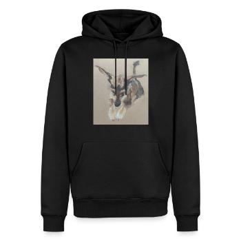 Doggy Water Pixel - Männer Premium Bio Hoodie - Schwarz - Vorne - Nico (187cm)