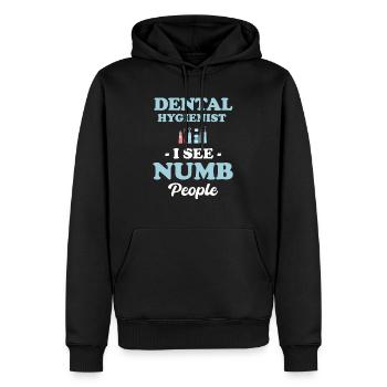 Hygiéniste dentaire Je vois des personnes sourdes - Sweat à capuche Premium bio Homme - noir - Devant - Nico (187cm)