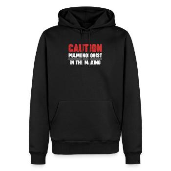 Vorsicht Pneumologe Bei Der Herstellung Von - Männer Premium Bio Hoodie - Schwarz - Vorne - Nico (187cm)