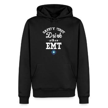 La sécurité passe avant tout avec un ambulatoire - Sweat à capuche Premium bio Homme - noir - Devant - Nico (187cm)