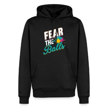 Peur Des Couilles Drôle - Sweat à capuche Premium bio Homme - noir - Devant - Nico (187cm)