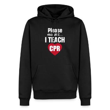 Bitte Stillhalten. Ich Unterrichte Hlw!! - Männer Premium Bio Hoodie - Schwarz - Vorne - Nico (187cm)