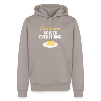 Carbonara Connaisseur Italiano Makkaroni Käse - Männer Premium Bio Hoodie - Taupe - Vorne - Nico (187cm)