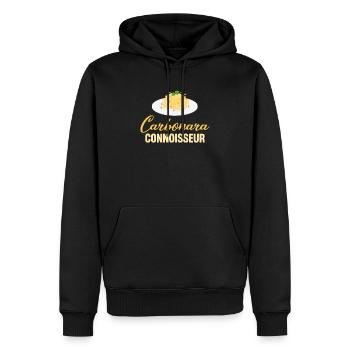 Carbonara Connaisseur Italiano Macaroni au fromage - Sweat à capuche Premium bio Homme - noir - Devant - Nico (187cm)