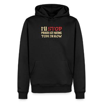 Ich Höre Morgen Auf Zu Prokrastinieren - Männer Premium Bio Hoodie - Schwarz - Vorne - Nico (187cm)
