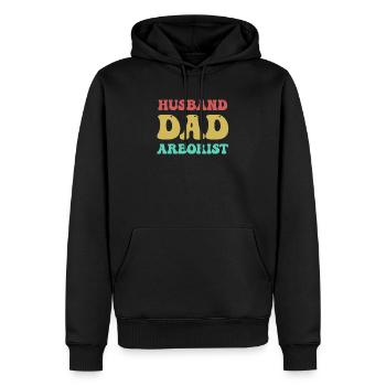 Mari. Papa. Arboriculteur. Papa bûcheron - Sweat à capuche Premium bio Homme - noir - Devant - Nico (187cm)