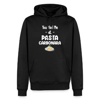 Carbonara Connaisseur Italiano Macaroni au fromage - Sweat à capuche Premium bio Homme - noir - Devant - Nico (187cm)
