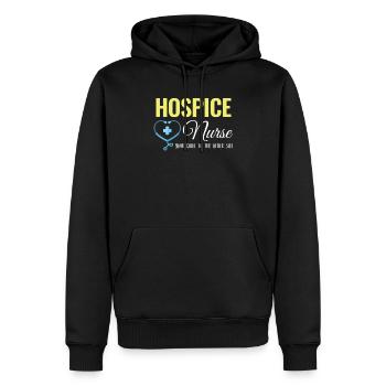 Infirmière en soins palliatifs Votre guide de l’autre - Sweat à capuche Premium bio Homme - noir - Devant - Nico (187cm)