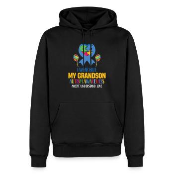 I Wear Blue For My Grandson Autism Granny Adhd - Men’s Premium Organic Hoodie - black - Front - Nico (187cm)