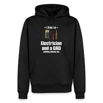 Je suis électricien et père de famille, rien - Sweat à capuche Premium bio Homme - noir - Devant - Nico (187cm)