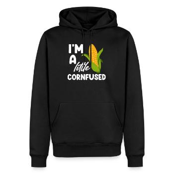 Je suis un peu maïs jeux de mots sur les plantes-racines - Sweat à capuche Premium bio Homme - noir - Devant - Nico (187cm)