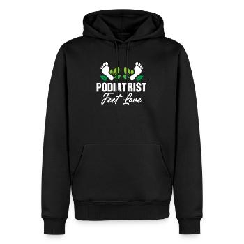Podologue Pieds Amour Drôle Pédicure Plantar - Sweat à capuche Premium bio Homme - noir - Devant - Nico (187cm)