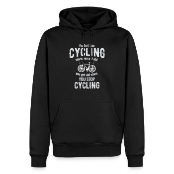 Du Hörst Nicht Auf Zu Radeln, Wenn Du Alt Wirst. - Männer Premium Bio Hoodie - Schwarz - Vorne - Nico (187cm)