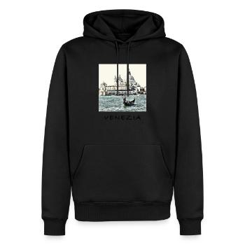 Venezia - Sweat à capuche Premium bio Homme - noir - Devant - Nico (187cm)