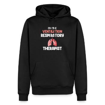 I am the Respiratory Therapist Pneumology - Men’s Premium Organic Hoodie - black - Front - Nico (187cm)