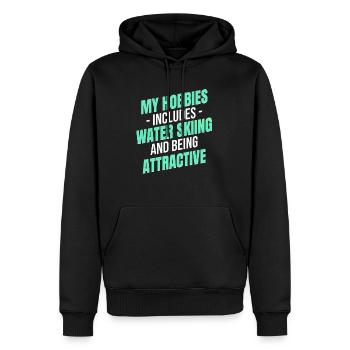 Zu Meinen Hobbys Gehören Wasserski Und - Männer Premium Bio Hoodie - Schwarz - Vorne - Nico (187cm)