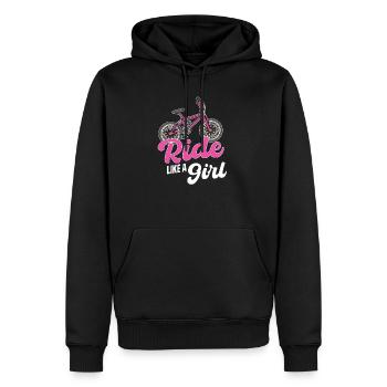 Roulez comme une fille Bmx course automobile triathlon - Sweat à capuche Premium bio Homme - noir - Devant - Nico (187cm)